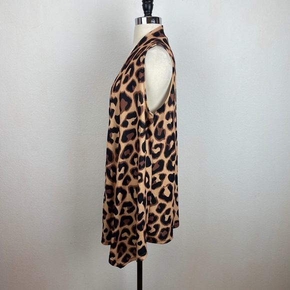 Loveu.Dear Womens Vest Small Cheetah Animal Print Waterfall Open Front Knit - Picture 5 of 10